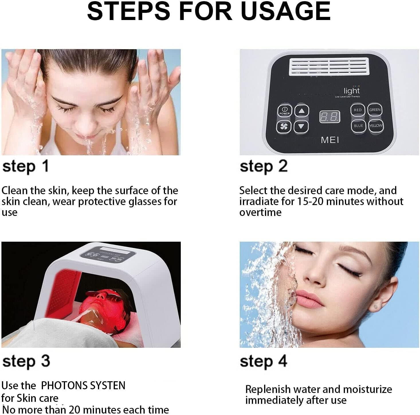 Máscara de Terapia Facial con Luz LED Infrarroja - Dispositivo de Cuidado de la Piel Fotónico Derma Plus